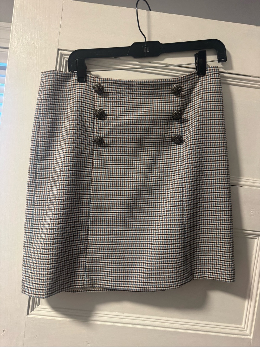 Veronica beard  Mini Skirt with Button Detail - Neutral Houndstooth